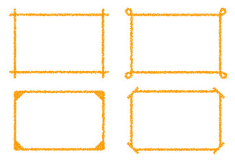 手描きのクレヨン素材　背景　4種のフレームセット
