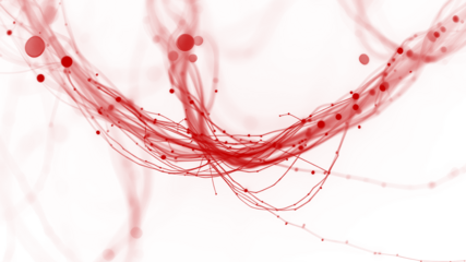 An abstract fluid background with vibrant maroon and red tones, organic textures, and a transparent effect