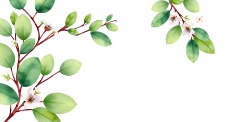 Elegant watercolor eucalyptus wedding invitation card design with green leaves and delicate floral details, digital, vector