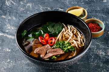 Thai pho bo soup with beef