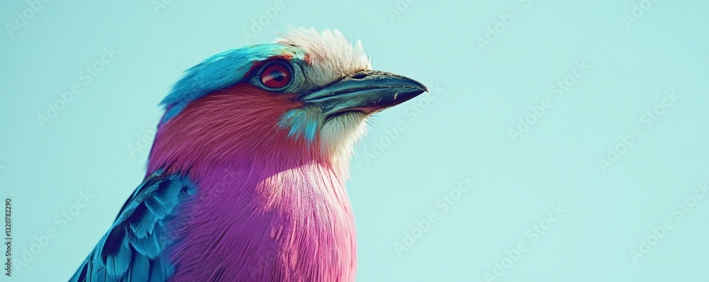Poster a colorful bird with distinctive markings shown in profile