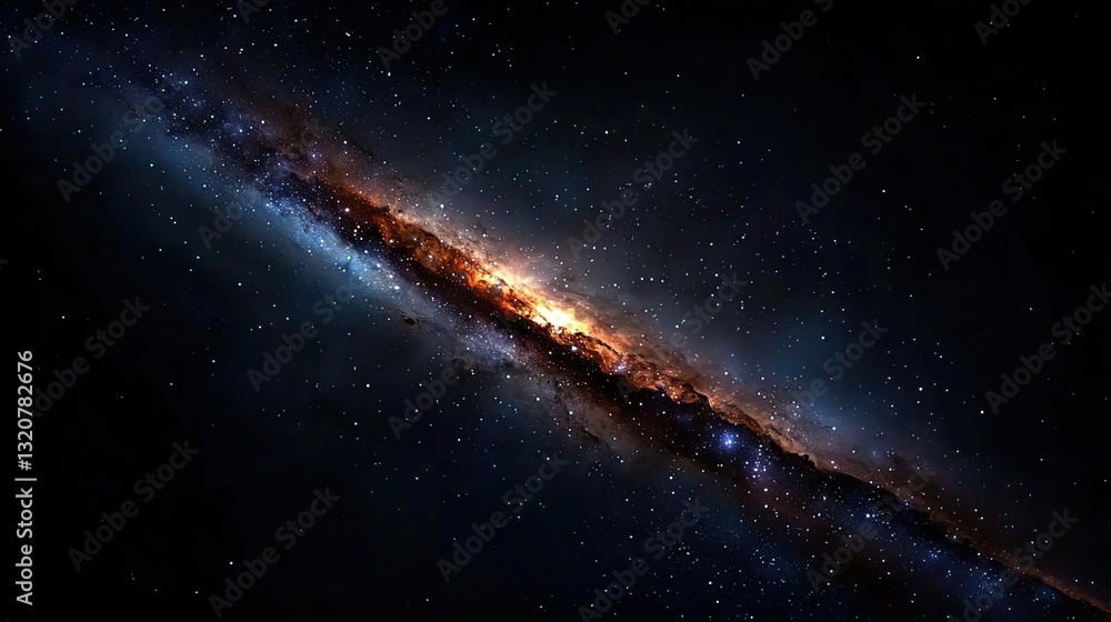 Poster dark sky idea. stunning view of a galaxy with bright stars and dark space in the background.