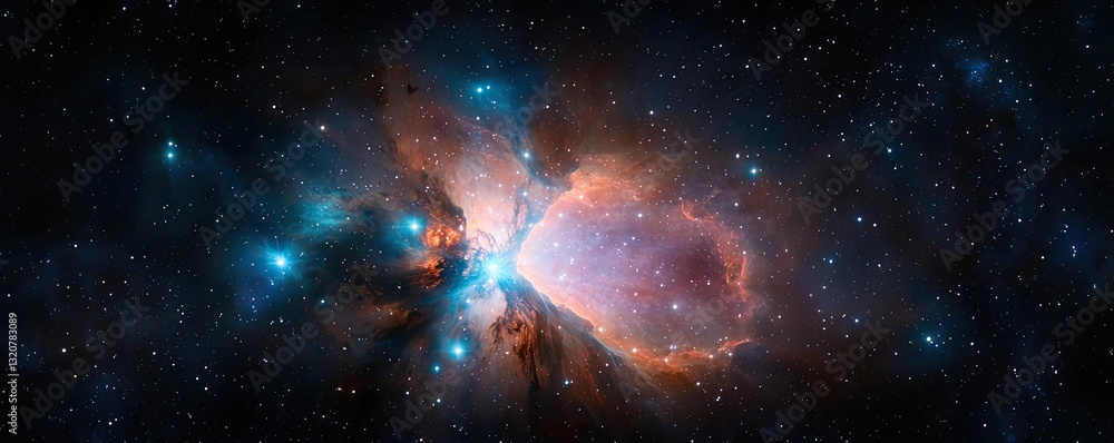 Poster dark sky concept. stunning nebula in deep space filled with vibrant colors and cosmic elements.