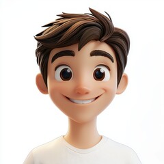 Happy young man with short brown hair and a friendly smile, isolated on a white background