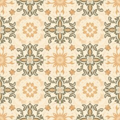Pattern of brown and white tiles.
