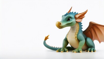 Obraz premium 날개가 달린 작은 드래곤 캐릭터가 귀엽게 앉아 있는 디자인