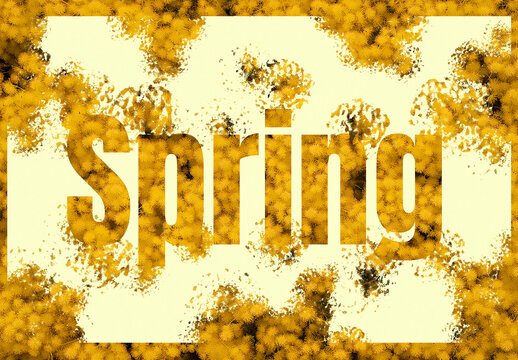 Spring Text Effect with Blooming Floral Aesthetic in Vibrant Yellow Tones