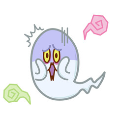 ビックリして驚く怖い目つきのおばけのイラスト