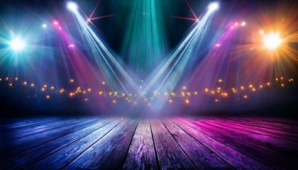 colorful stage lights and dance floor
