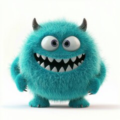 Fototapeta premium Playful Monster Plush with Short Arms and a Goofy Smile, isolated on clear white background