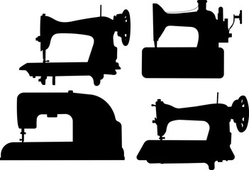 sewing machines set silhouette, vector on white background