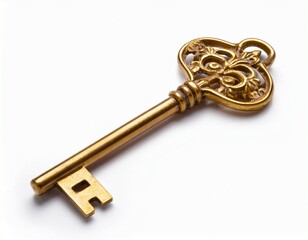 golden key isolated on white background cutout