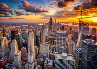 Captivating Dusk Skyline: Aerial View of New York City from The Edge