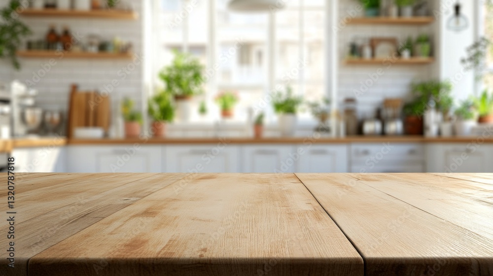 Poster a warm wooden tabletop sets the stage for countless moments in a cheerful kitchen, where sunlight st