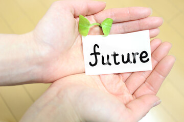 未来を担う手と植物