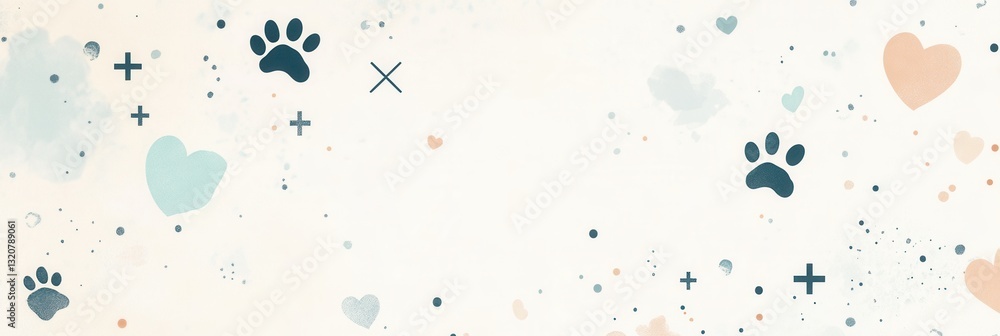 Poster Clean and minimalist veterinary background design with soft pastel colors and subtle icons for professional use