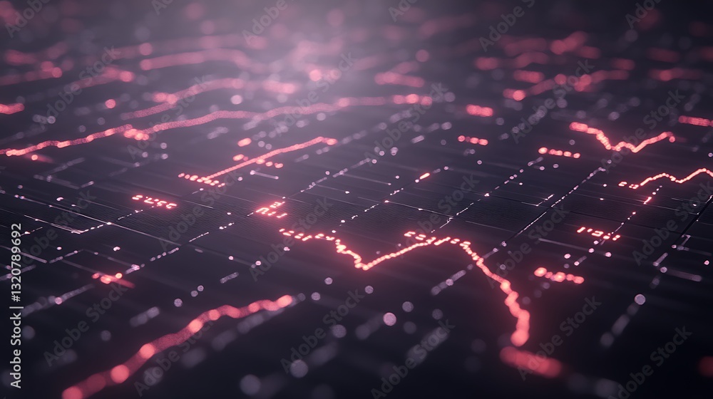Poster Abstract digital background with glowing lines and patterns.