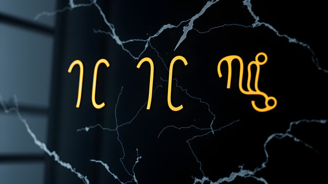 Minimalist Gold Zodiac Marble. Elegant black marble background with gold line-art zodiac symbols. Luxury & sophisticated design