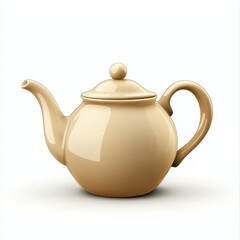 Ceramic teapot with an elegant curved spout, isolated on clear white background