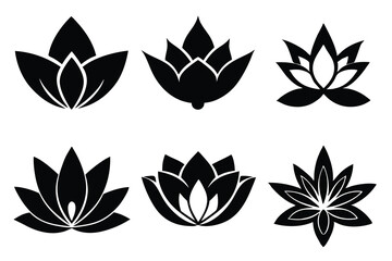 Fototapeta premium lotus icon set silhouette 