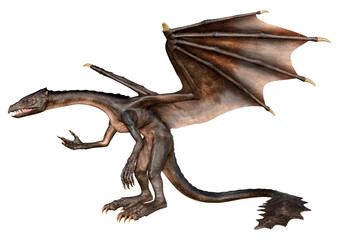 3D Rendering Fairy Tale Dragon on White