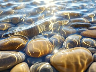 Obraz premium A body of water with a reflection of the sun on the surface