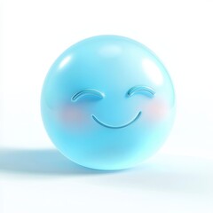 Glowing happy face with soft curved eyes and a peaceful expression, isolated on clear white background