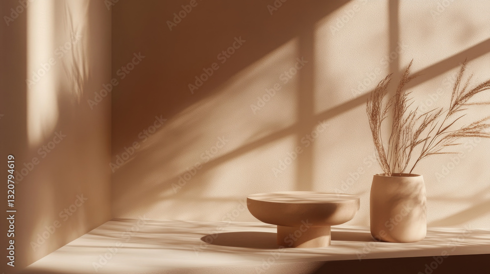 Aufkleber a warm mocha mousse-colored studio background with soft window shadows--perfect for product presenta