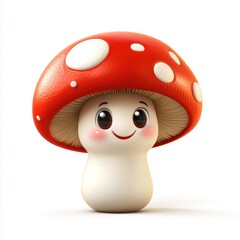 Playful Mushroom With Big Happy Eyes And A Cute Expression Isolated On White Background