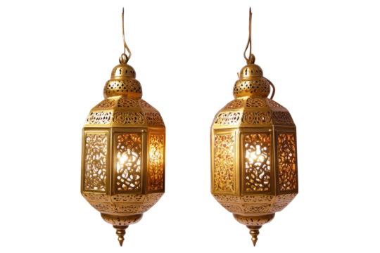 Golden Lantern  on transparent background