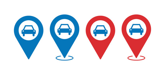 Car Parking Location Icon. GPS Pin, Vehicle Parking Symbol, Navigation Marker, Auto Parking Spot, Transport Map Pointer, Parking Lot Sign, Urban Parking Indicator