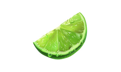 Zesty Lime Slice: A single, vibrant lime slice, glistening with freshness, perfect for culinary creations or a refreshing beverage.