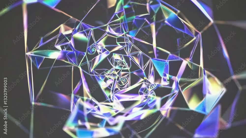 Aufkleber colorful geometric patterns in dynamic kaleidoscopic rotation with light reflections