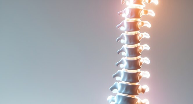 Futuristic Visualization of Human Spine with Glowing Elements.