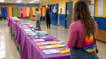 Colorful Display of Brochures and Resources in School Environment