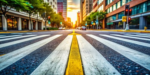 City Street Pavement Arrows, Road Marking, Crosswalk, Turn Directions, Urban Asphalt