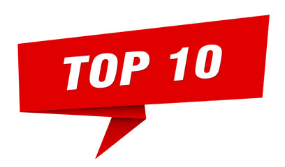top 10 banner. top 10 speech bubble, label, sticker, sign template