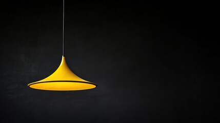 Fototapeta premium Yellow pendant light against a dark backdrop