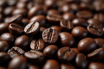 High-quality roasted coffee beans close-up with rich texture and glossy finish for brewing and espresso