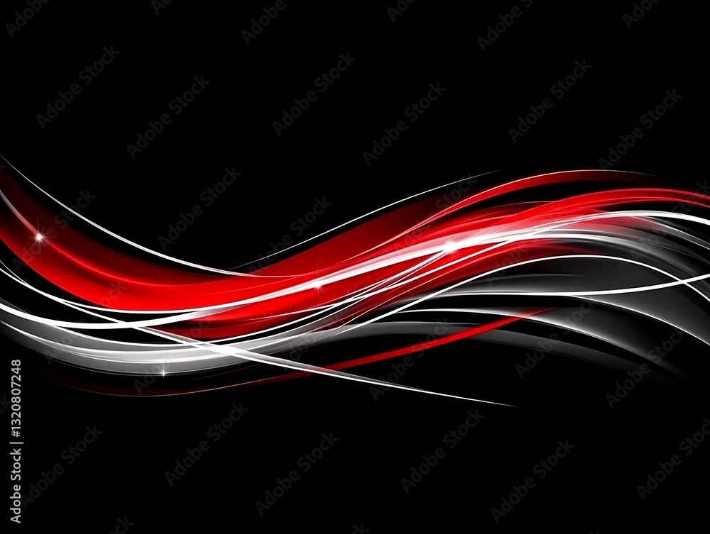Poster Dynamic flowing lines on black background for modern design use