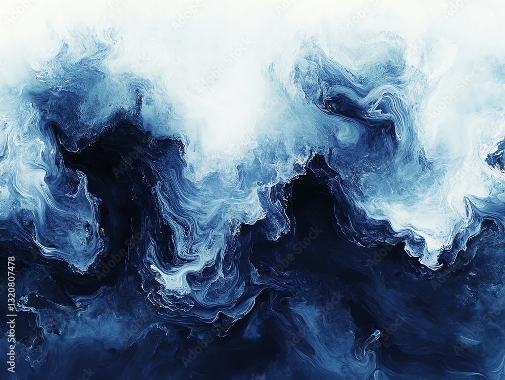 Poster abstract blue swirls background with ocean wave texture and design