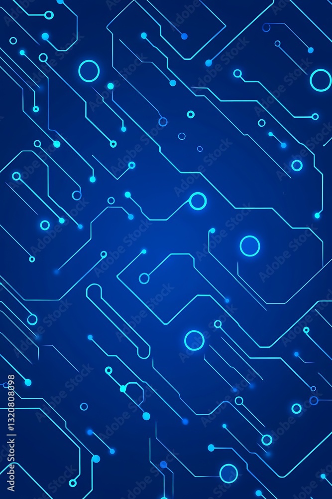 Poster electrical circuit pattern digital background on blue colored design