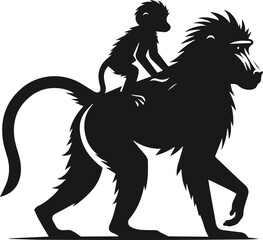 Baboon mother carrying a baby on her back animal vector