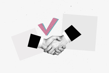Trend artwork banner sketch 3D photo collage of showing gesture finger body language hand hold...