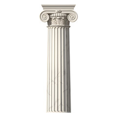 Fototapeta premium Elegant White Marble Ionic Column Architectural Design Element 3D Base Greek Roman Model Stone 