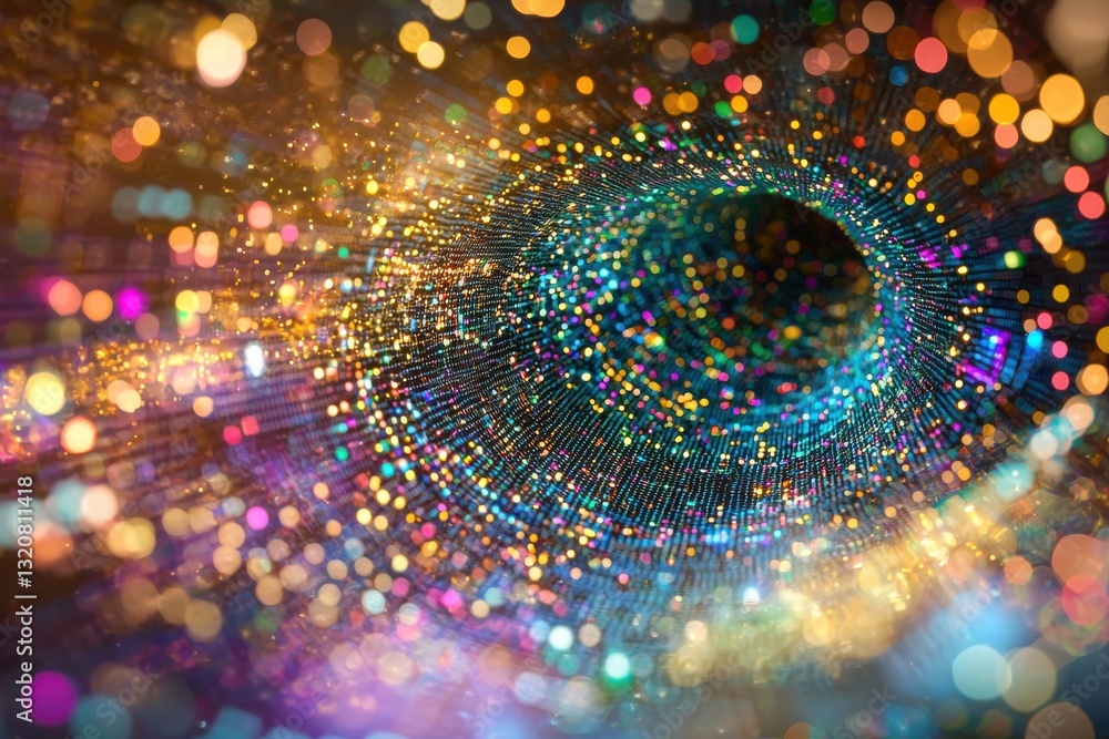 Poster an abstract vortex of colorful lights creates a dazzling and immersive visual experience, suggesting