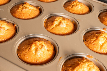 tray of homemade lemon muffins