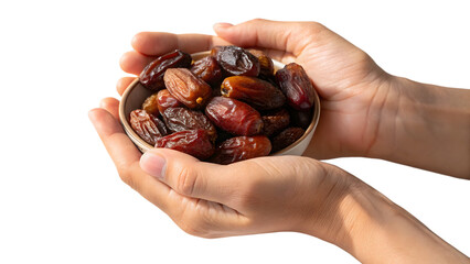 Hands Holding a Bowl of Dates &ndash; Healthy Ramadan Fasting Food