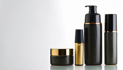 블랙과 골드 포인트의 럭셔리한 화장품 용기가 고급스러운 느낌을 주는 이미지