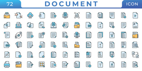 Document trendy icon collection. Containing contract papers, folder, certificate, accept, approved, clipboard, invoice, archive and more simple solid art style icons pack